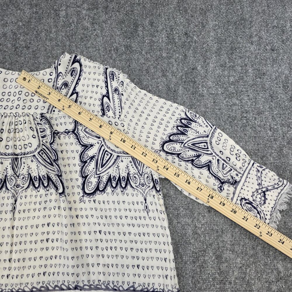 Anthropologie Maeve Top Womens XS Navy White Heart Print Boho Peasant Blouse - Picture 7 of 16